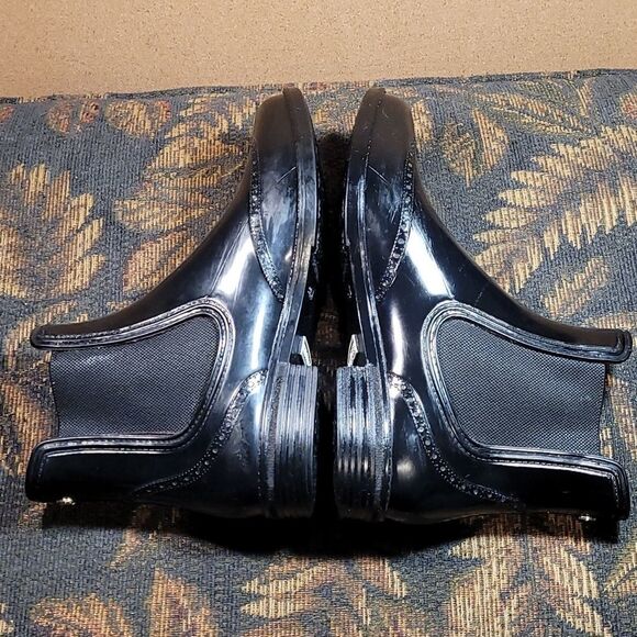 Rare Tommy Hilfiger Wing Tip Black Rain Boots- Size 9 - Picture 6 of 9